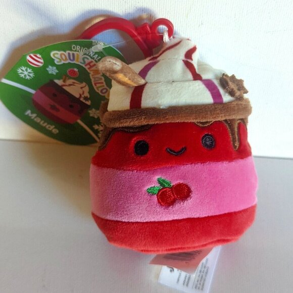 Squishmallows Other - NWT Maude 3.5" Cranberry Mocha Purse Clip Squishmallows Holiday Coffee Cafe NEW